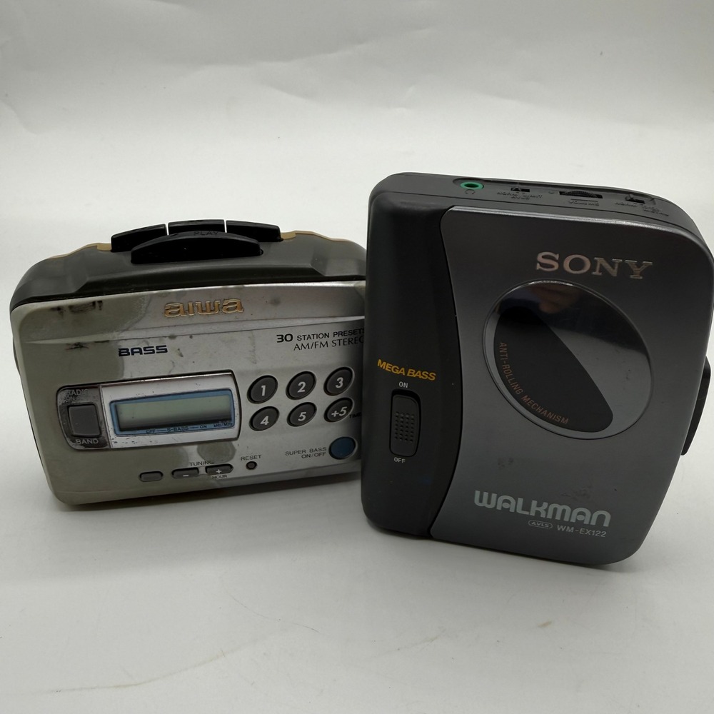 Sony Aiwa Portable Cassette Player Lot For Parts Repair Walkman Radio Vintage